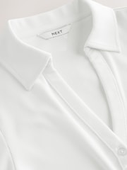 White Henley Long Sleeve Button Down Top - Image 8 of 8