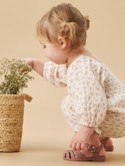 MORI Green Floral 100% Cotton Muslin Playsuit - Image 2 of 4