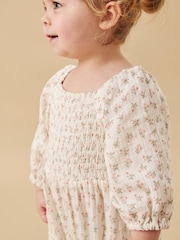 MORI Green Floral 100% Cotton Muslin Playsuit - Image 3 of 4