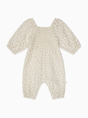 MORI Green Floral 100% Cotton Muslin Playsuit - Image 4 of 4