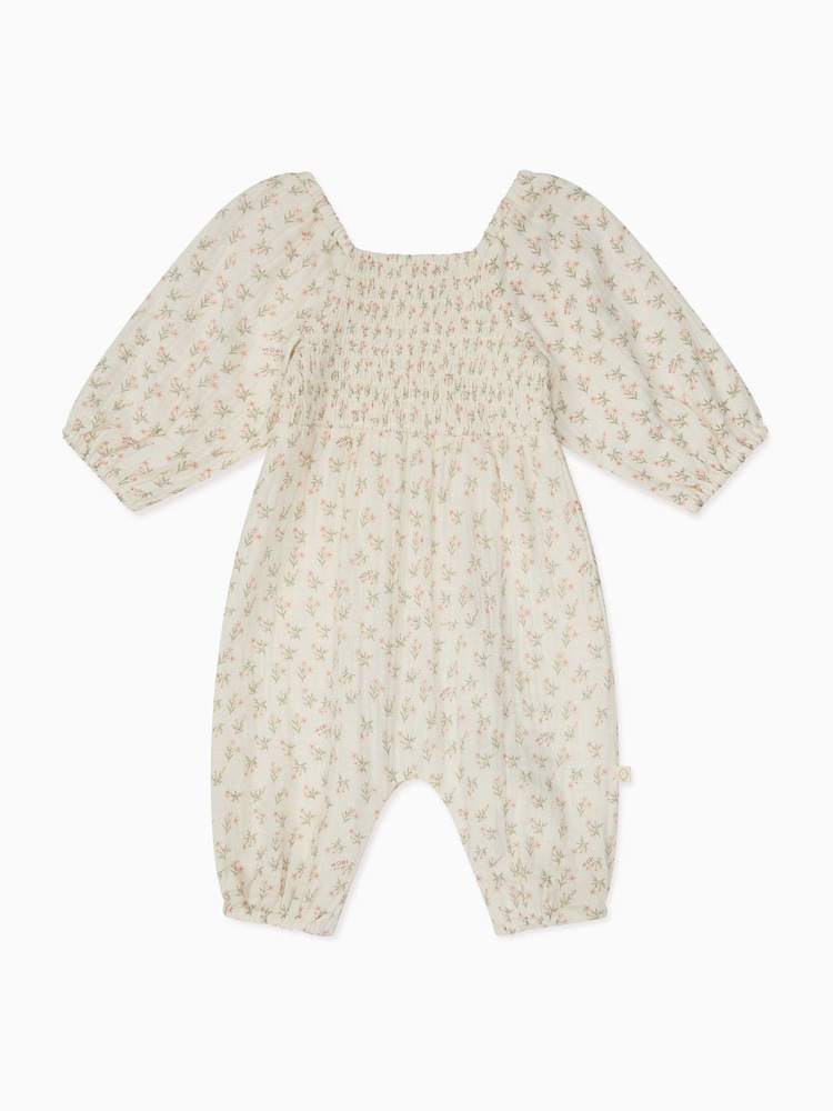 MORI Green Floral 100% Cotton Muslin Playsuit - Image 4 of 4