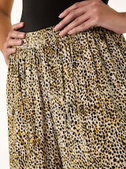 Roman Brown Animal Print Tiered Palazzo Trousers - Image 2 of 5