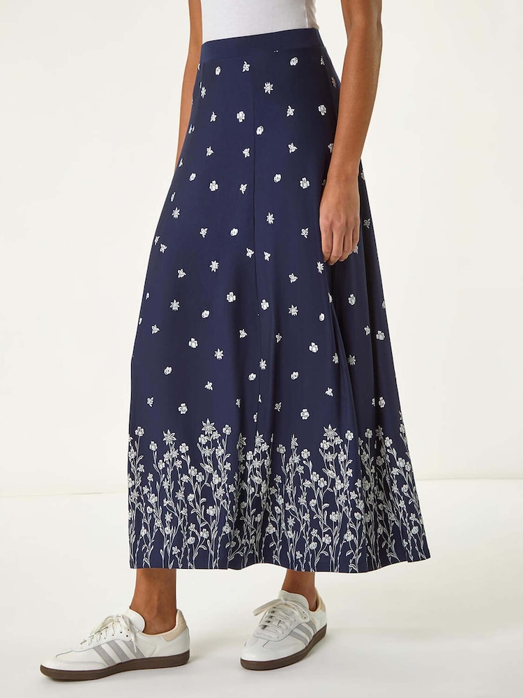 Azul - Roman Floral Border Print Stretch Skirt - Imagen 1 de 5 Azul - Roman Floral Border Print Stretch Skirt - Imagen 1 de 5