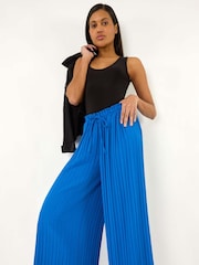 Roman Blue Pleated Wide Leg Culottes - Image 3 of 5