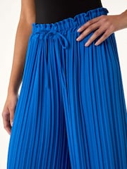 Roman Blue Pleated Wide Leg Culottes - Image 5 of 5