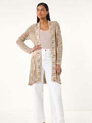 Roman Natural Pointelle Longline Cardigan - Image 1 of 5