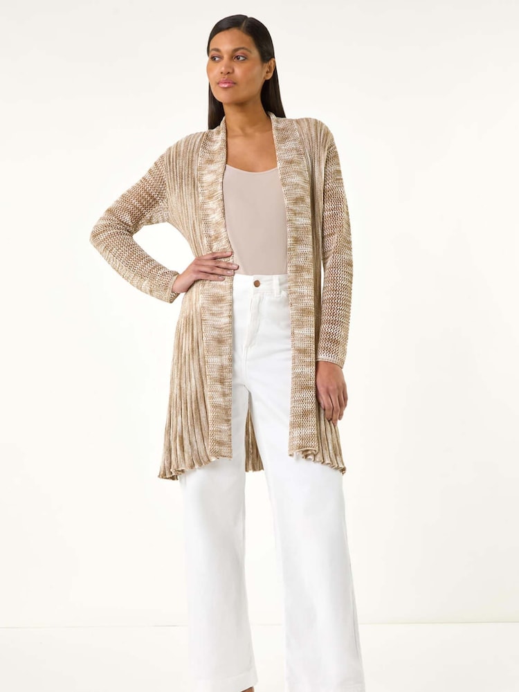 Roman Natural Pointelle Longline Cardigan - Image 1 of 5