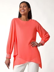 Roman Orange Hotfix Detail Asymmetric Hem Top - Image 1 of 5