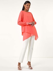 Roman Orange Hotfix Detail Asymmetric Hem Top - Image 2 of 5