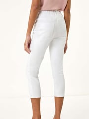 Roman White Embellished Cropped Stretch Jeans - Image 2 of 5