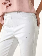 Roman White Embellished Cropped Stretch Jeans - Image 5 of 5