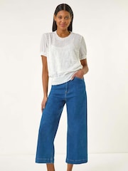 Roman White Pointelle Knit T-Shirt - Image 3 of 5