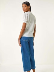 Roman White Pointelle Knit T-Shirt - Image 4 of 5