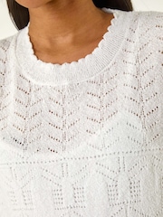 Roman White Pointelle Knit T-Shirt - Image 5 of 5