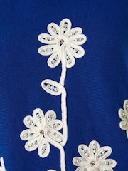 Roman Blue Floral Print Embroidery Knit Jumper - Image 5 of 5