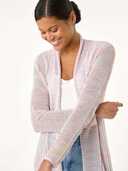 Roman Cream Pointelle Longline Cardigan - Image 1 of 5