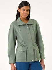 Roman Green Buttoned Safari Jacket - Image 1 of 5