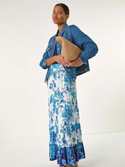 Roman Blue Contrast Floral Tiered Skirt - Image 2 of 2