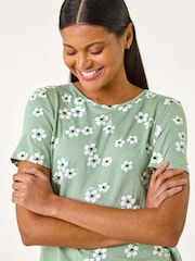 Roman Sage Leaf Print Stretch Top - Image 2 of 2