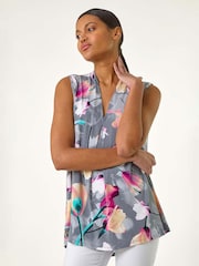 Roman Pink Floral Print Pleat Front Blouse - Image 1 of 5