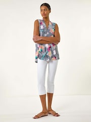 Roman Pink Floral Print Pleat Front Blouse - Image 2 of 5