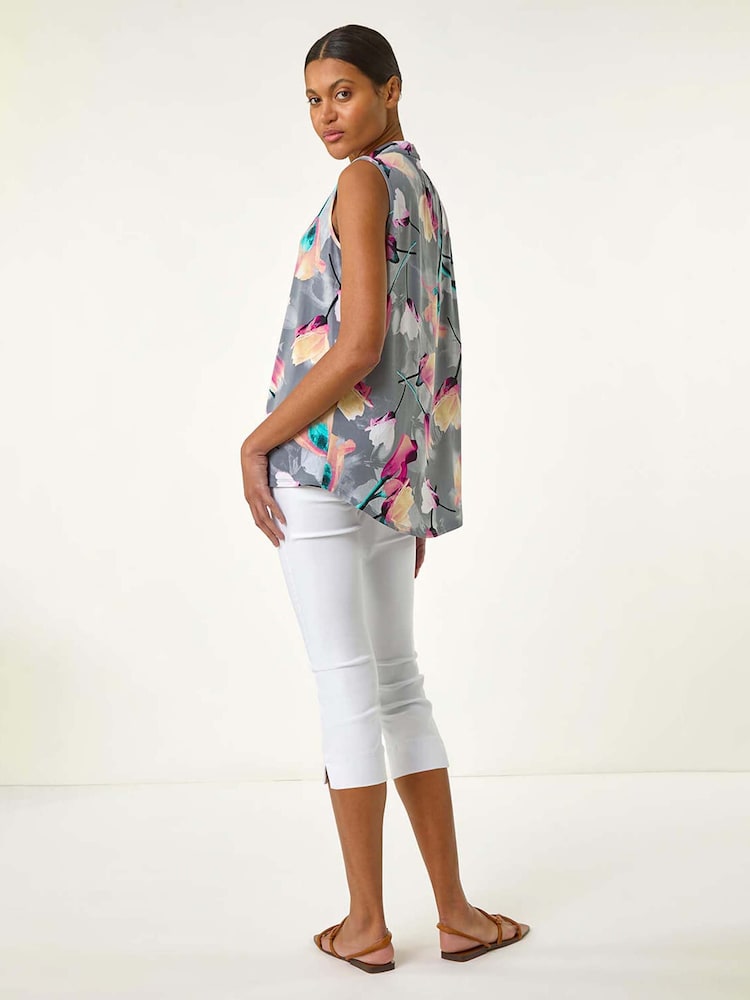 Roman Pink Floral Print Pleat Front Blouse - Image 3 of 5