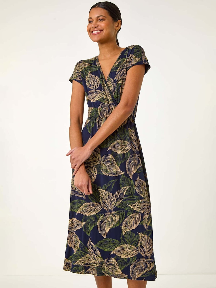 Roman Leaf Print Midi Wrap Dress - Imagen 1 de 5 Roman Leaf Print Midi Wrap Dress - Imagen 1 de 5