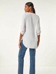 Roman White Longline Bow Button Tunic Top - Image 2 of 5