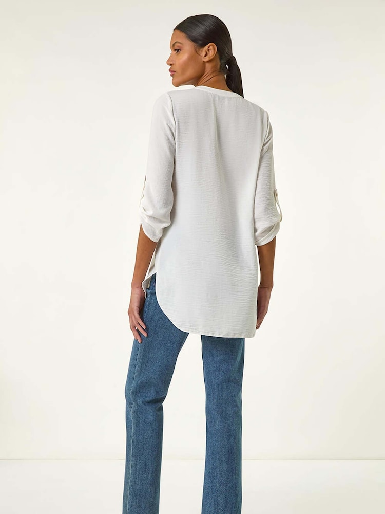 Roman White Longline Bow Button Tunic Top - Image 2 of 5