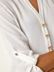 Roman White Longline Bow Button Tunic Top - Image 5 of 5
