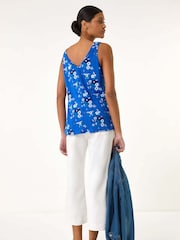 Roman Blue Floral V-Neck Cami Top - Image 2 of 4