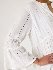 Weiß - Roman Shimmer Tie Detail Smock Dress - Bild 2 von 5