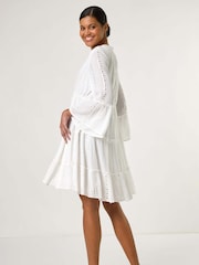 Weiß - Roman Shimmer Tie Detail Smock Dress - Bild 4 von 5