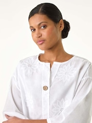 Roman Yellow Leaf Print Button Detail Blouse - Image 4 of 5