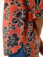 Roman Orange Floral Print Tunic Top - Image 5 of 5