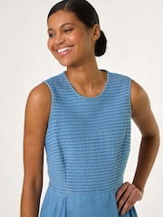 Roman Blue 100% Cotton Denim Midi Stretch Dress - Image 4 of 5