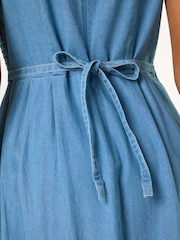 Roman Blue 100% Cotton Denim Midi Stretch Dress - Image 5 of 5