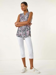 Roman Grey Textured Print Vest Top - Image 2 of 5