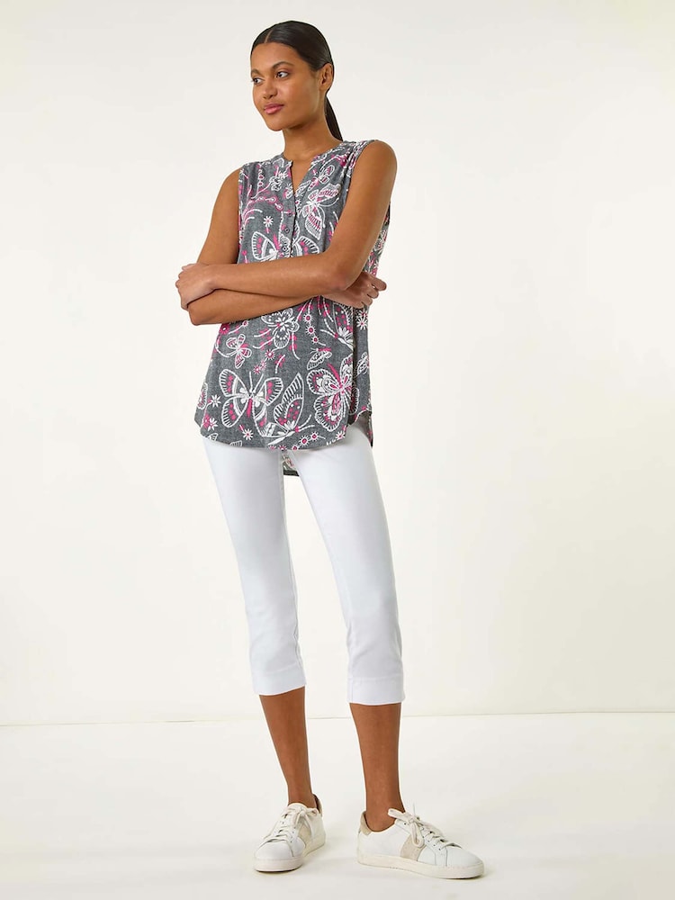 Roman Grey Textured Print Vest Top - Image 2 of 5
