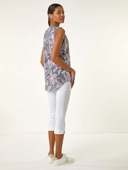 Roman Grey Textured Print Vest Top - Image 3 of 5