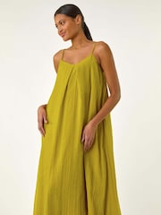Vestido midi com pregas texturizadas romanas e balanço - Imagem 1 de 5