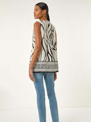 Roman White Stripe Border Print V-Neck Vest - Image 3 of 4