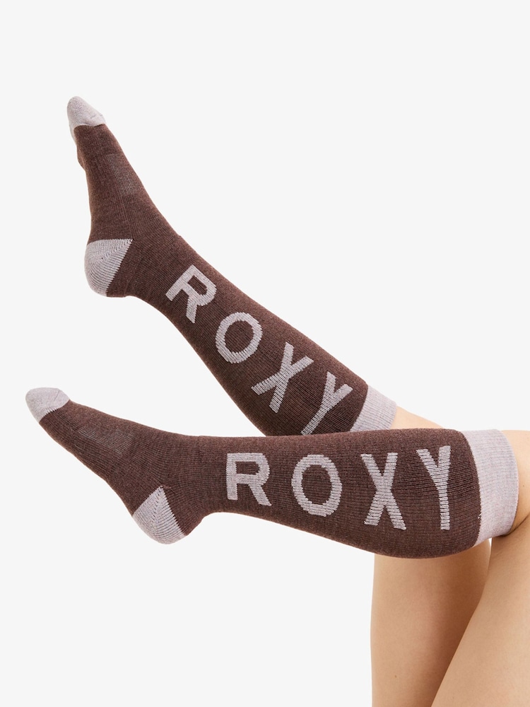 Roxy Red Shred Time Logo Ski Socks - Image 1 of 2 Roxy Red Shred Time Logo Ski Socks - Image 1 of 2