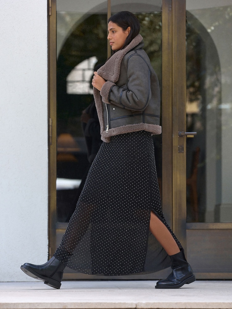 Black Hotfix T-Shirt Midi Dress - Image 2 of 8