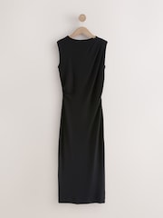 Black Sparkle Ruched Column Midi Dress - Image 5 of 7