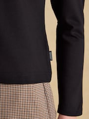 Joules Heidi Black Frill Neck Jersey Top - Image 5 of 6