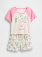 Gap White Minnie Mouse & Daphne Duck Disney Short Sleeve Short Pyjama Set (6-13yrs) - Image 1 of 3