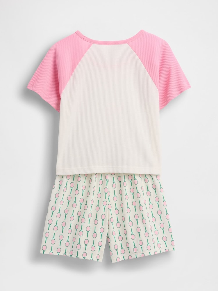 Gap White Minnie Mouse & Daphne Duck Disney Short Sleeve Short Pyjama Set (6-13yrs) - Image 2 of 3