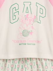 Gap White Minnie Mouse & Daphne Duck Disney Short Sleeve Short Pyjama Set (6-13yrs) - Image 3 of 3