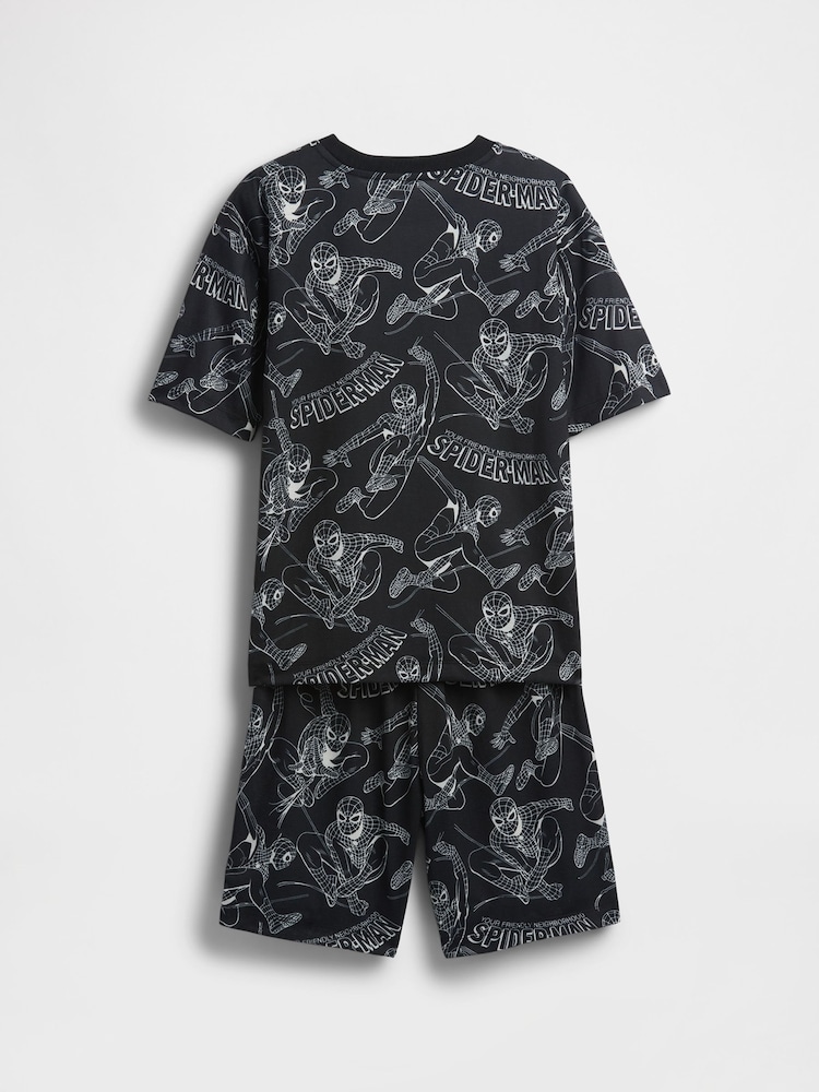 Gap Black/White Marvel Spider-Man Short Pyjamas (6-13yrs) - Image 2 of 3
